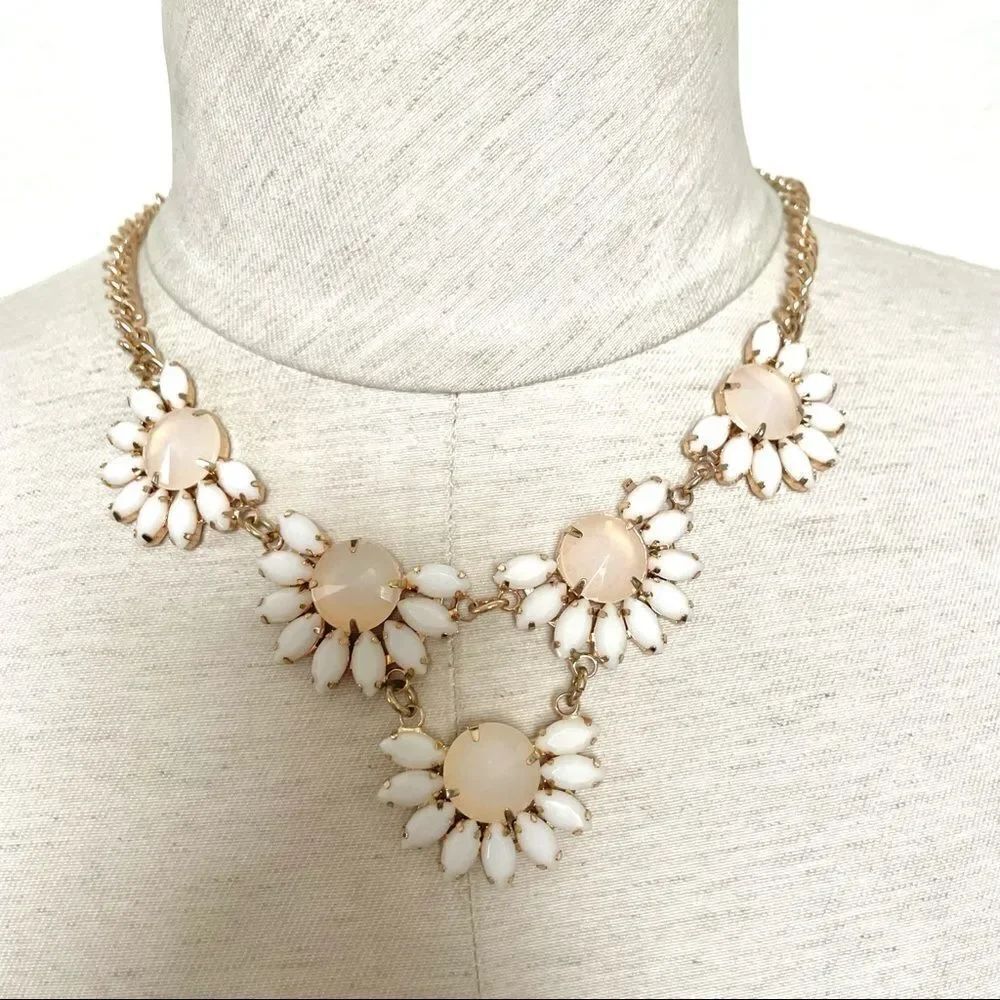 White gold tone statement necklace